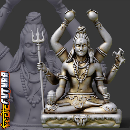 Shiva with Six Arms on Tiger-Skin