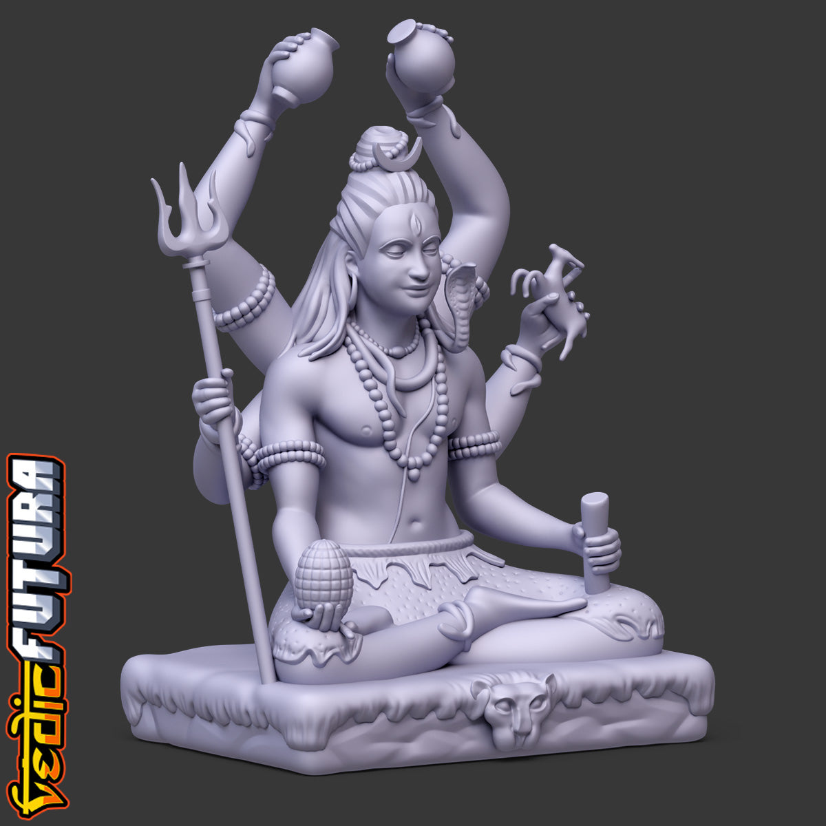 Shiva with Six Arms on Tiger-Skin