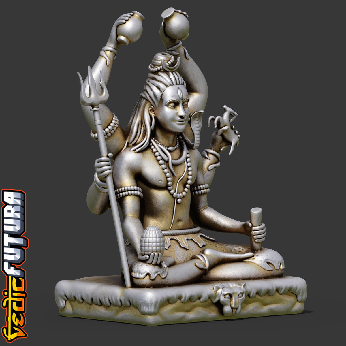 Shiva with Six Arms on Tiger-Skin