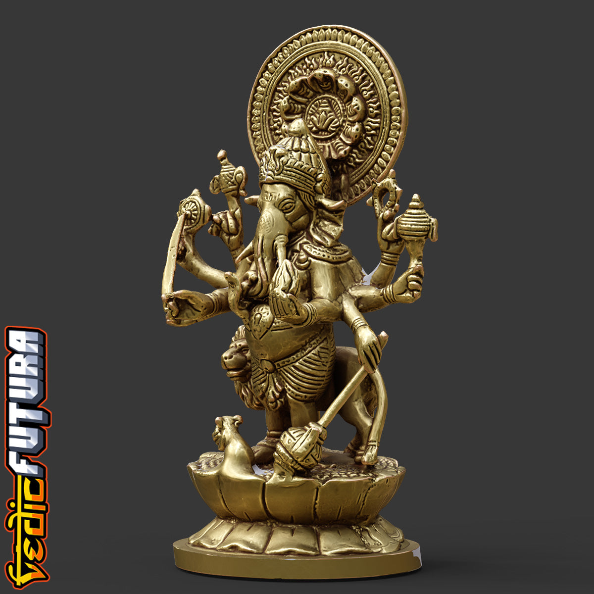Durga-Ganapati with Lion: Ten-Armed Vanquisher