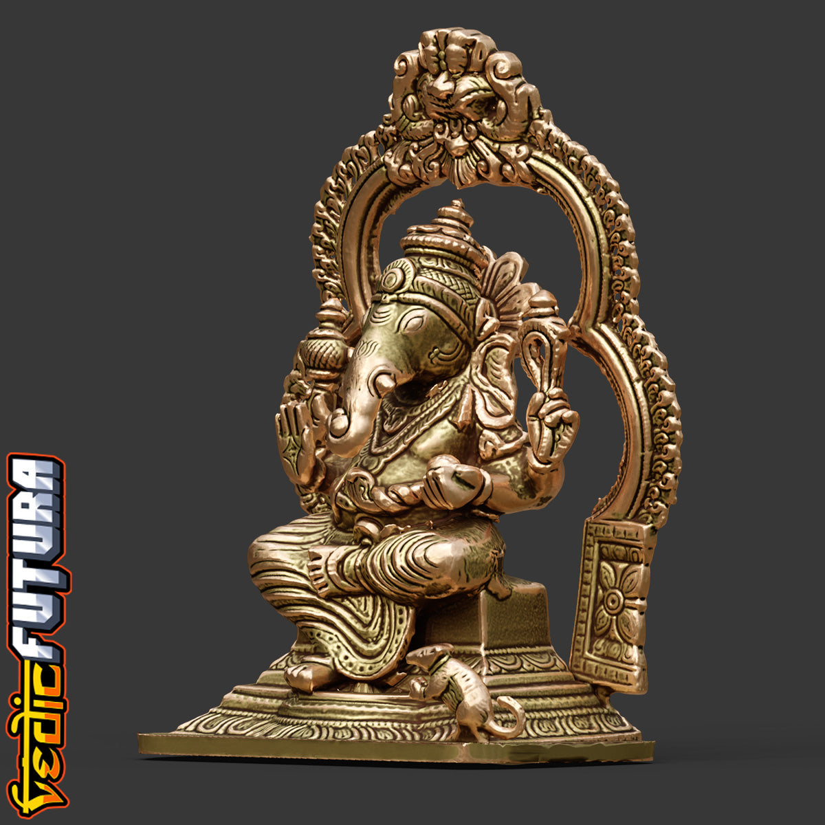 Brass Ganapati with Prabhavali