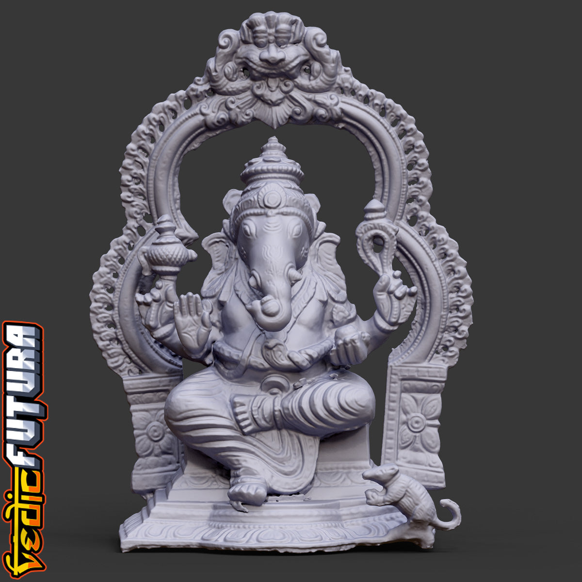 Brass Ganapati with Prabhavali