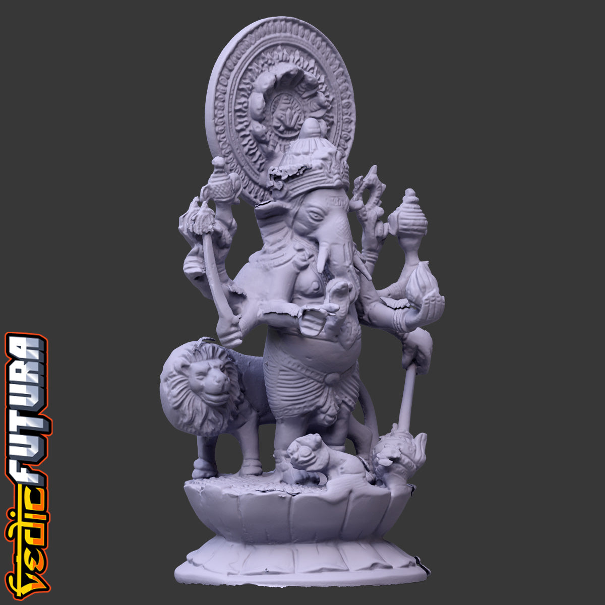 Durga-Ganapati with Lion: Ten-Armed Vanquisher