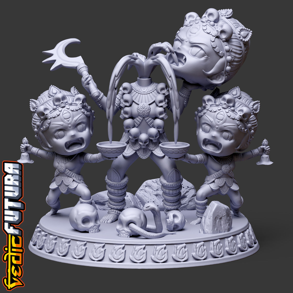 Chibi Chinnamasta with Dakini and Varnini