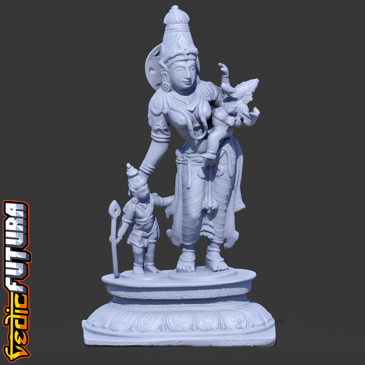 Divine Motherhood: Parvati with Ganesha and Murugan