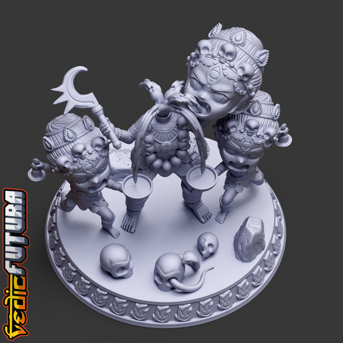 Chibi Chinnamasta with Dakini and Varnini