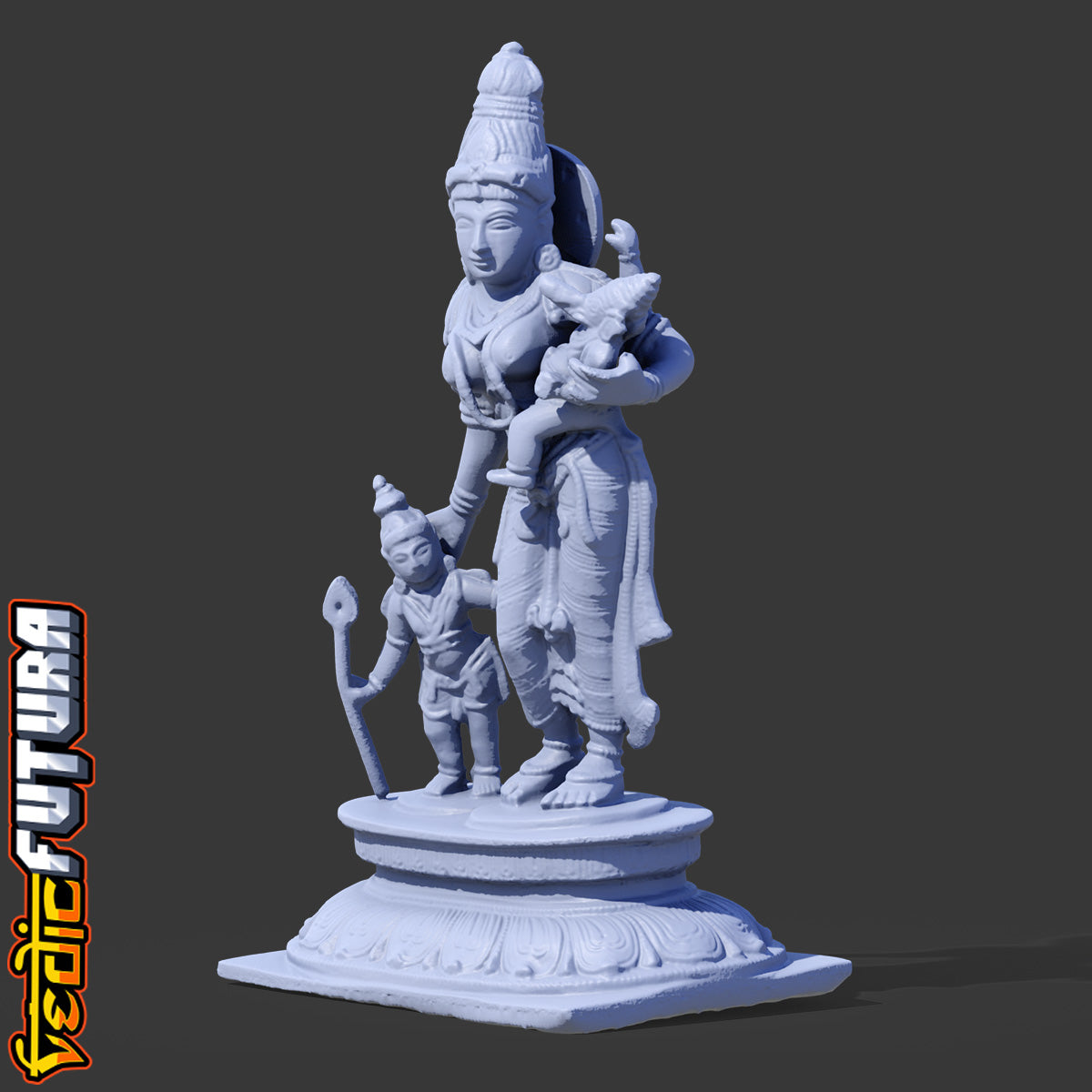 Divine Motherhood: Parvati with Ganesha and Murugan