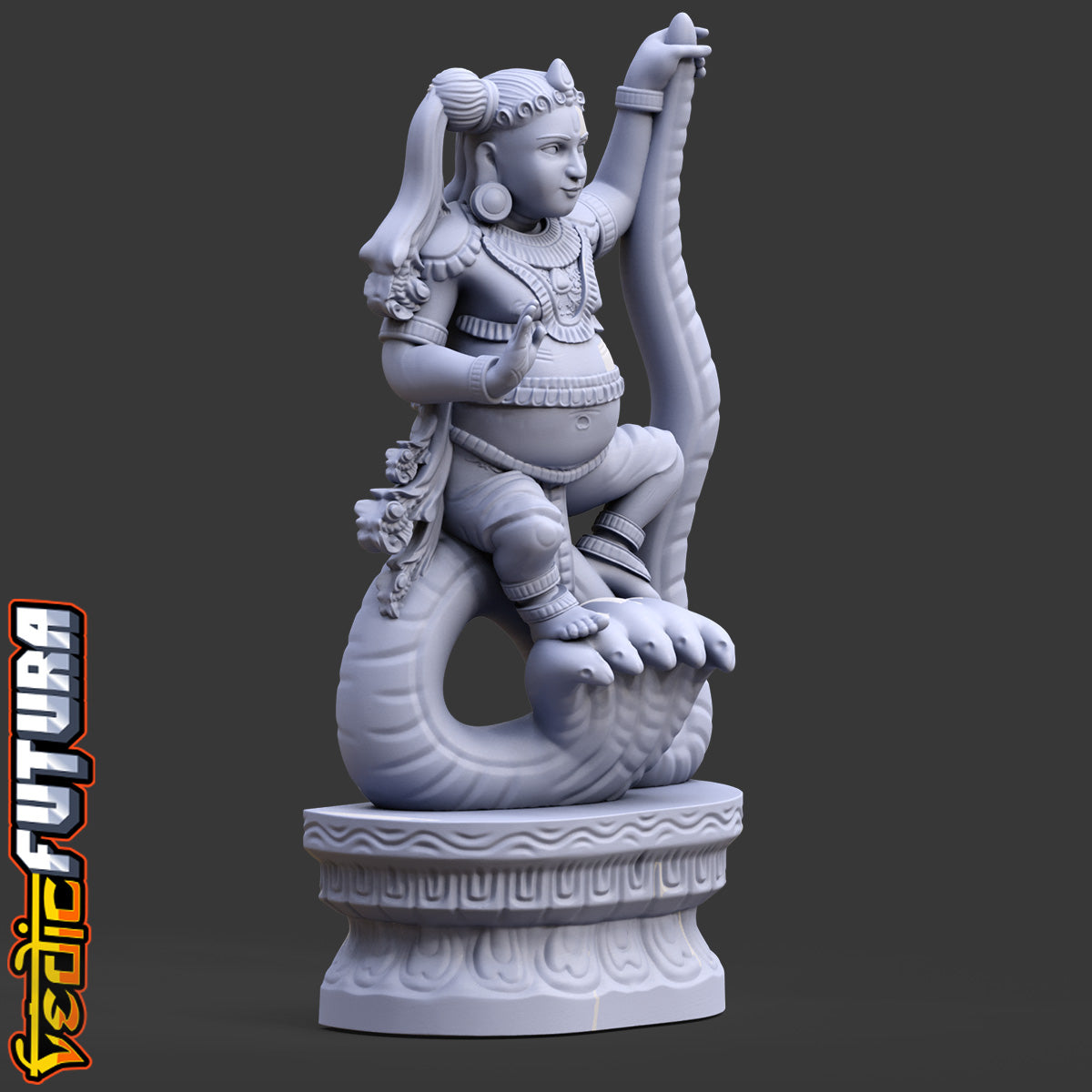 Krishna Dancing on Kaliya - Wood Carving