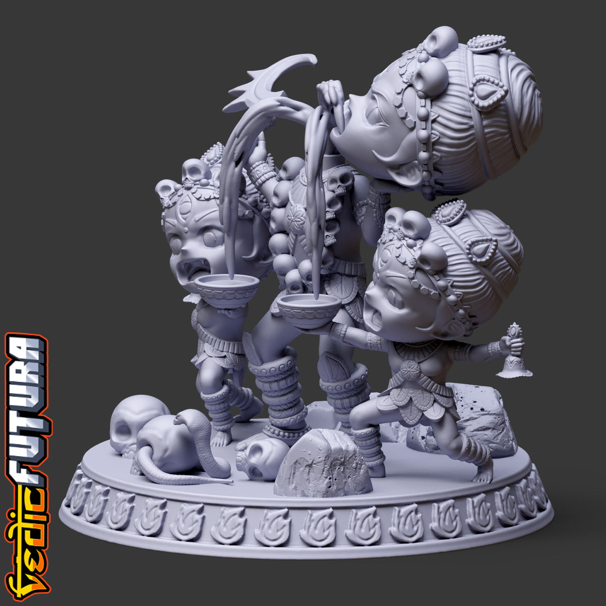 Chibi Chinnamasta with Dakini and Varnini