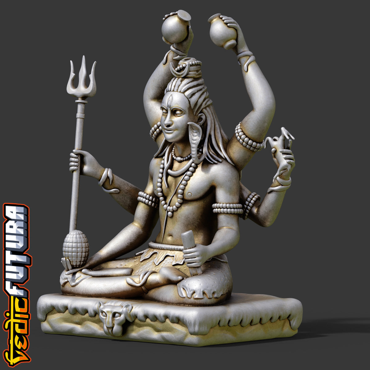Shiva with Six Arms on Tiger-Skin