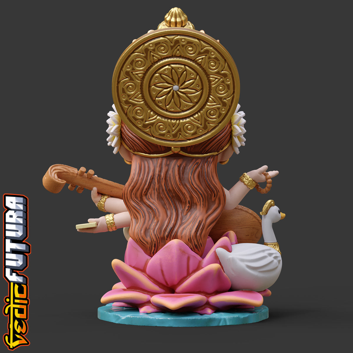 Chibi Saraswati with Veena & Swan