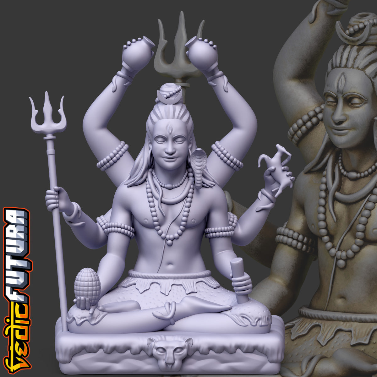 Shiva with Six Arms on Tiger-Skin