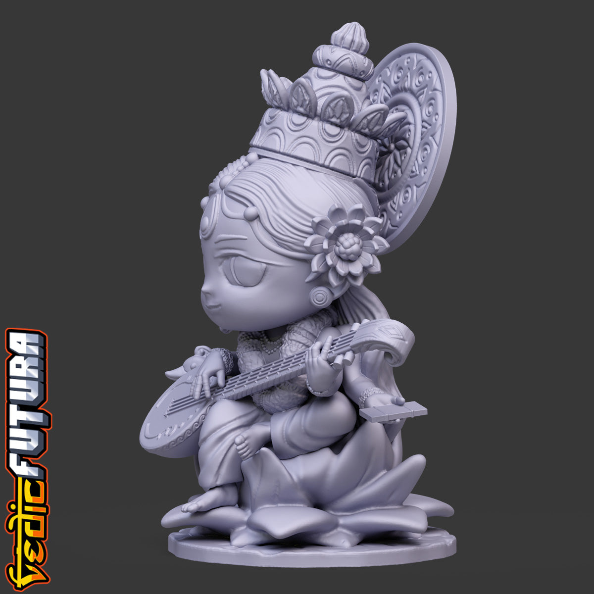 Chibi Saraswati with Veena & Swan
