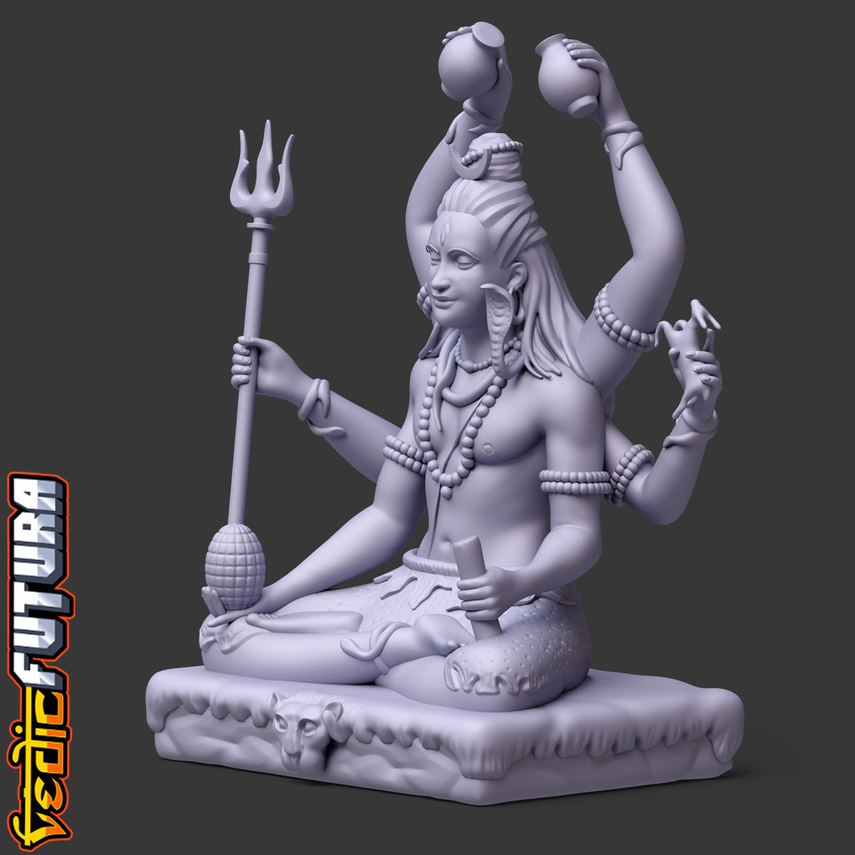 Shiva with Six Arms on Tiger-Skin