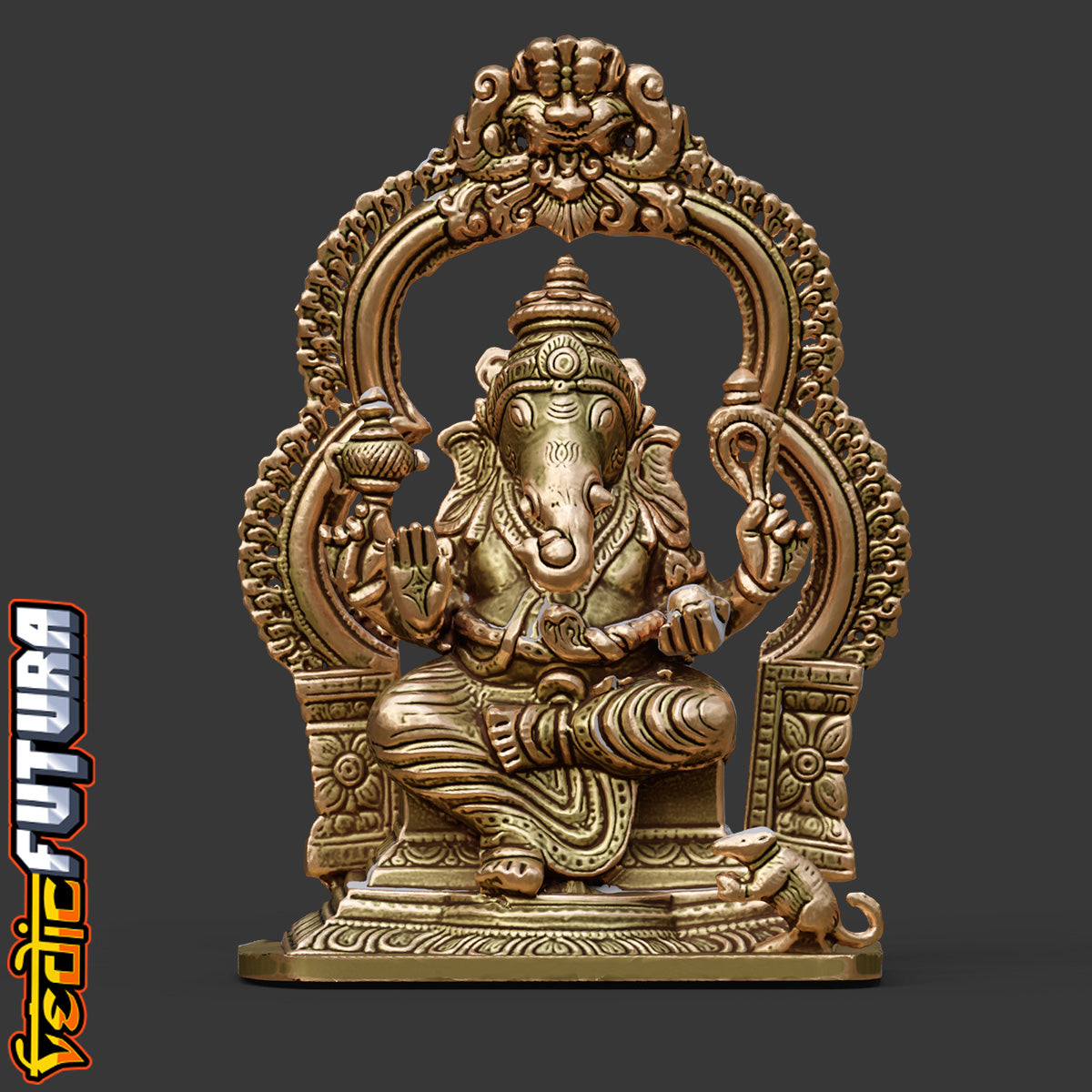 Brass Ganapati with Prabhavali