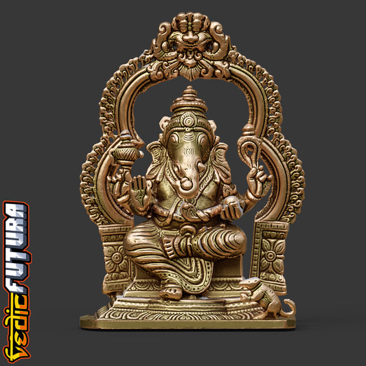 Brass Ganapati with Prabhavali
