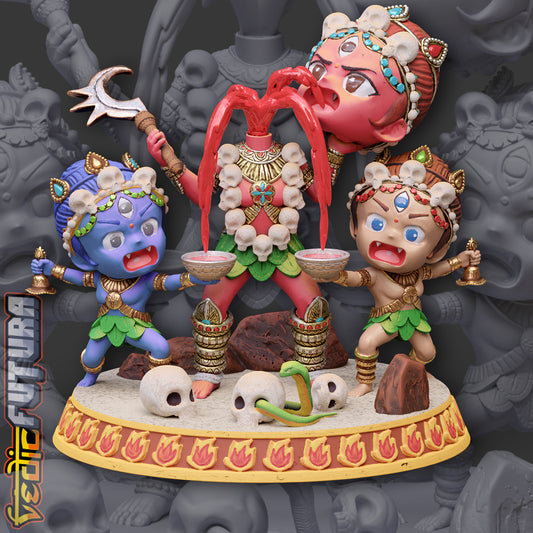 Chibi Chinnamasta with Dakini and Varnini