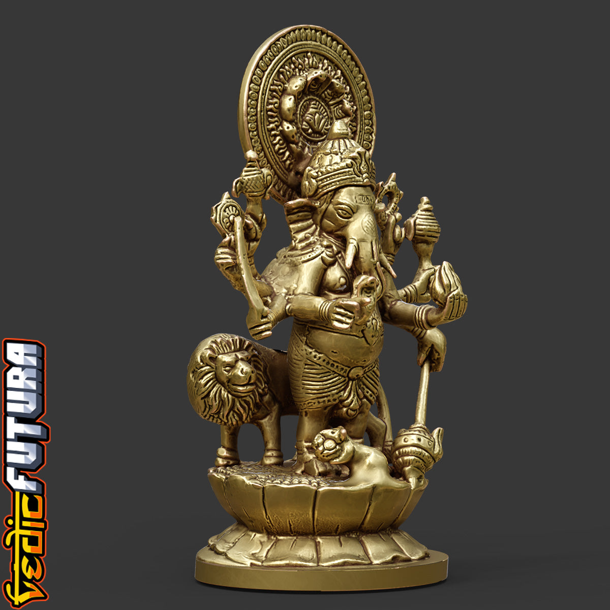 Durga-Ganapati with Lion: Ten-Armed Vanquisher