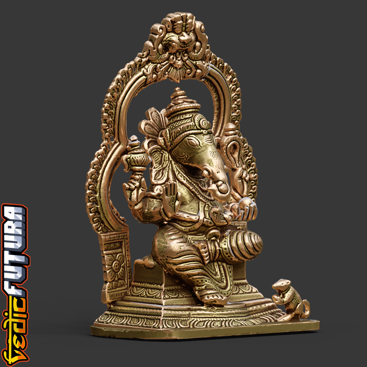 Brass Ganapati with Prabhavali