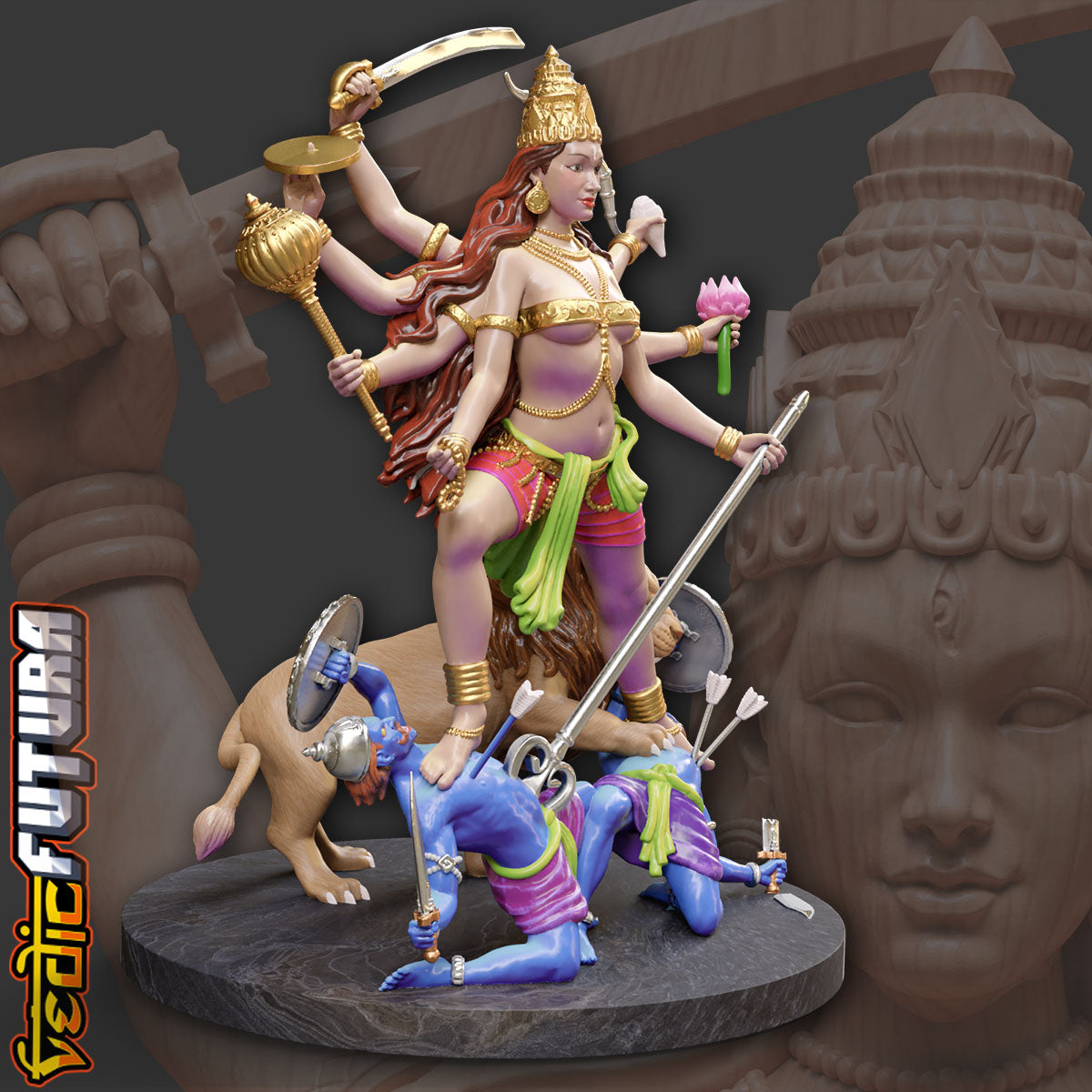 The Serene Warrior: Durga Vanquishing Demons