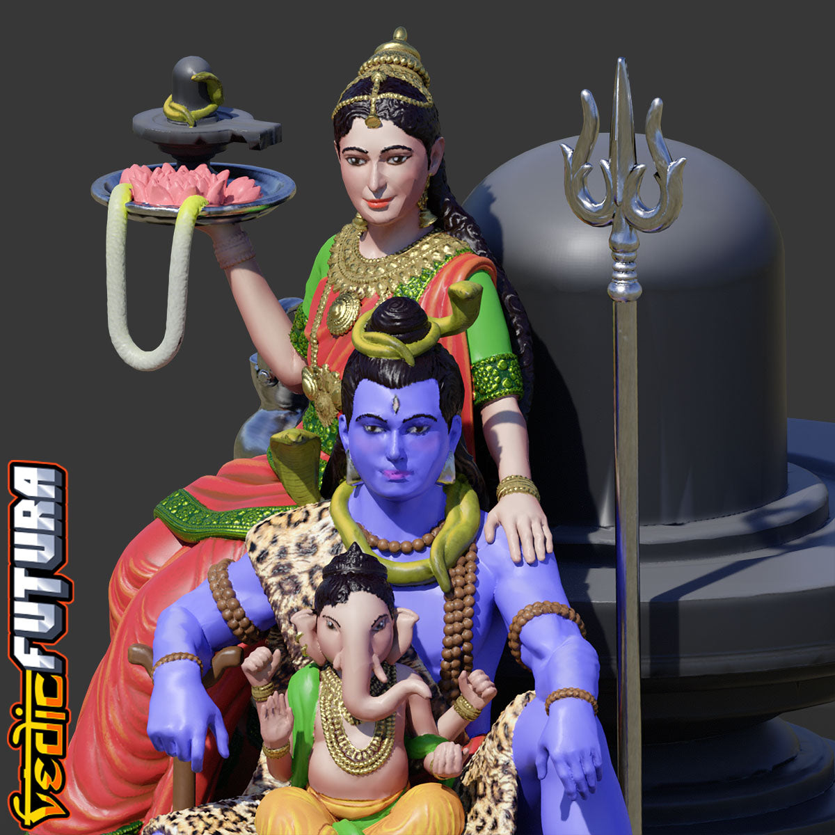 Shiva-Parvati with Child Ganesha: Divine Family